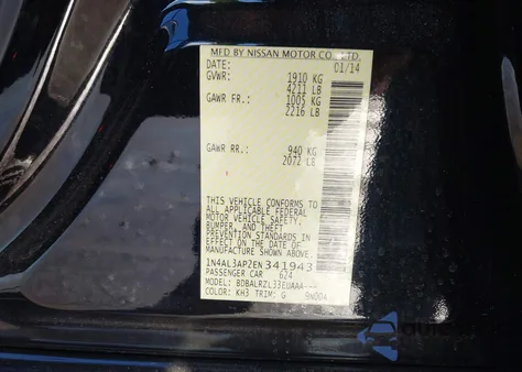 2014 Nissan Altima 2.5 S from USA, damaged, VIN 1N4AL3AP2EN341943